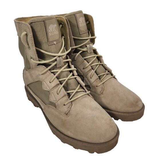 Sorel Caribou Waterproof OTM Boot Womens Size 8.5 Tan Suede Lightweight Combat - Picture 1 of 12